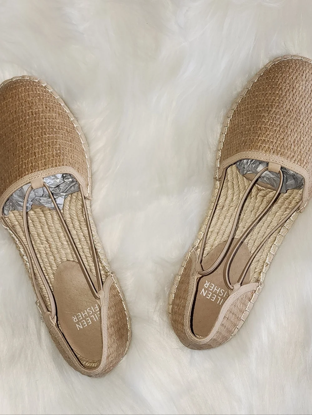 Eileen Fisher Espadrille Flat Natural Tan Straw Slip On NWOT 8 - Picture 6 of 12